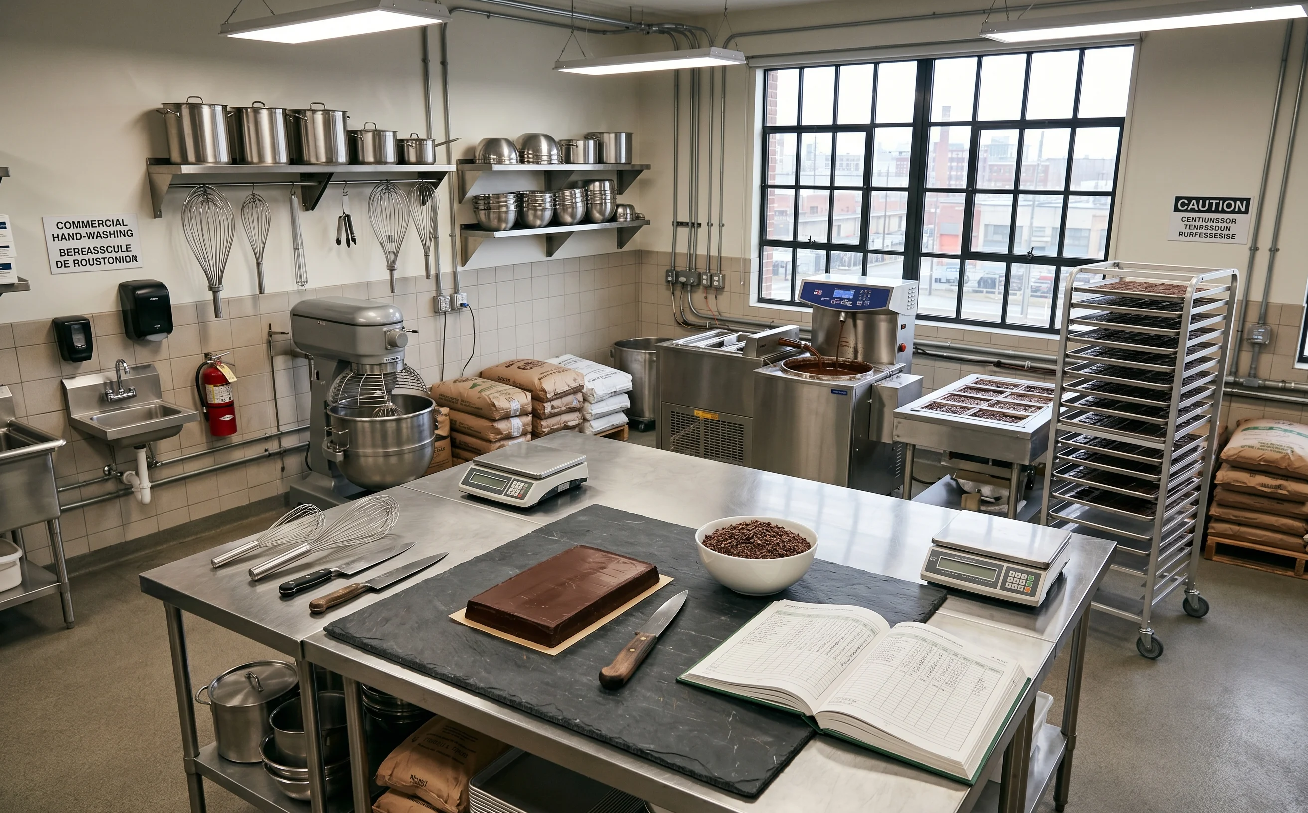 Canadian craft chocolate workshop with finished bars and production notes, showing the customer-facing value of Liberian single-origin cocoa